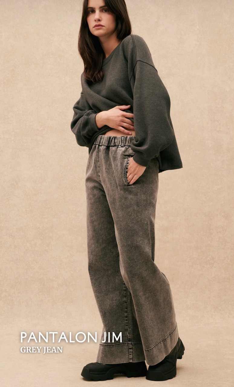 Pantalon denim Grey JIM longueur courte coupe large HOD – Image 4